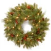 Christmas Central Pre-Lit Noelle Artificial Christmas Wreath, 24-Inch, White LED Lights -Northlight Shop dnat nl13 300l 24wb1 1 67617.1665520820