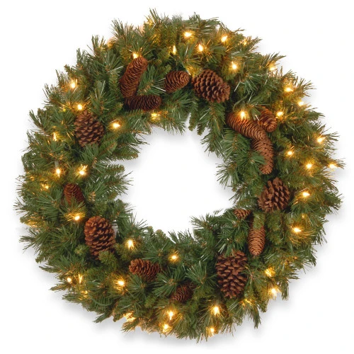 Christmas Central Pre-Lit Pine Cone Artificial Christmas Wreath, 24-Inch, Clear Lights 3 Christmas Central Pre-Lit Pine Cone Artificial Christmas Wreath, 24-Inch, Clear Lights