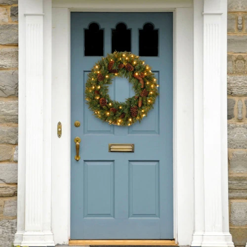 Christmas Central Pre-Lit Pine Cone Artificial Christmas Wreath, 24-Inch, Clear Lights 5 Christmas Central Pre-Lit Pine Cone Artificial Christmas Wreath, 24-Inch, Clear Lights - Image 3