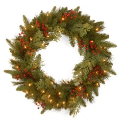 24" Pre-Lit Classical Collection Artificial Christmas Wreath - Warm White LED Lights