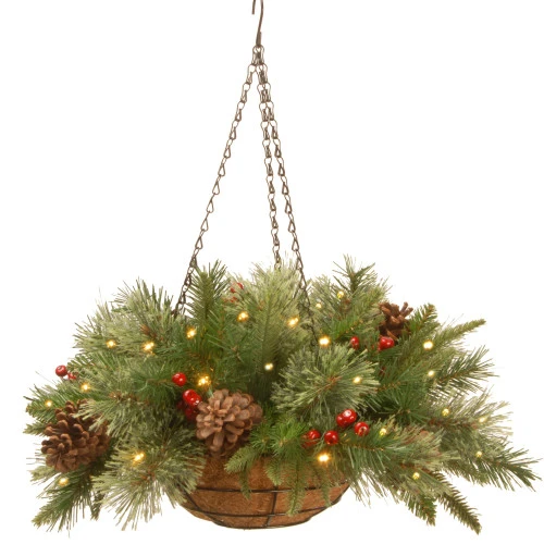 20" Green And Red Battery Operated LED Lighted Colonial Hanging Basket Christmas Decor 4 20" Green And Red Battery Operated LED Lighted Colonial Hanging Basket Christmas Decor - Image 2
