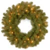 Christmas Central Pre-Lit Downswept Douglas Fir Christmas Wreath, 24-Inch, White LED Lights
