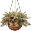 20" Green Spruce Hanging Basket With Warm White LED Lights 1 20" Green Spruce Hanging Basket With Warm White LED Lights -Northlight Shop dnat pefa1 307l 20hb 1 42130.1664380275