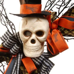 Christmas Central Skeleton With Necktie Ribbons Halloween Wreath, Black And White 24-Inch -Northlight Shop dnat rah w060931a 3 87736.1670489793