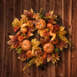 Christmas Central Maple And Pumpkin Artificial Thanksgiving Wreath - 22-Inch, Unlit -Northlight Shop dnat rahv 20123w 1 3 82423.1665260519