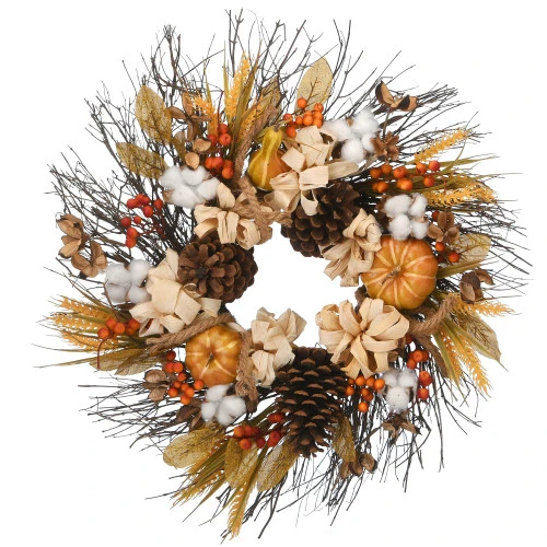 Christmas Central Pinenut Artificial Thanksgiving Wreath - 22-Inch, Unlit 3 Christmas Central Pinenut Artificial Thanksgiving Wreath - 22-Inch, Unlit