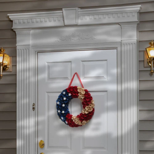 Blue And Red Patriotic Curls Artificial Fourth Of July Wreath - 16-Inch, Unlit 5 Blue And Red Patriotic Curls Artificial Fourth Of July Wreath - 16-Inch, Unlit - Image 3