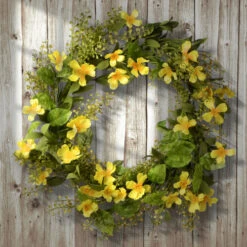 Christmas Central Yellow And Green Cosmos Flowers Artificial Wreath - 22-Inch, Unlit -Northlight Shop dnat ras cdf5739w 1 3 86582.1587644856