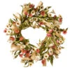 22" Pink And White Floral Wreath With Canvas Ribbon Accents -Northlight Shop dnat ras cdf62102 1 1 05816.1631812640