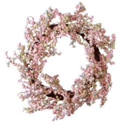 Pink Berry Artificial Wreath - 16-Inch, Unlit