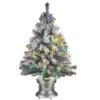 Christmas Central 3' Pre-lit Potted Evergreen Flocked Artificial Christmas Tree, Fiber Optic Lights -Northlight Shop dnat szef7 100l 36 1 1 78334.1587644856
