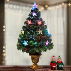 Christmas Central 3' Pre-Lit Potted Pine Medium Artificial Christmas Tree, Multicolor Lights -Northlight Shop dnat szex7 133 36 2 15700.1649779677
