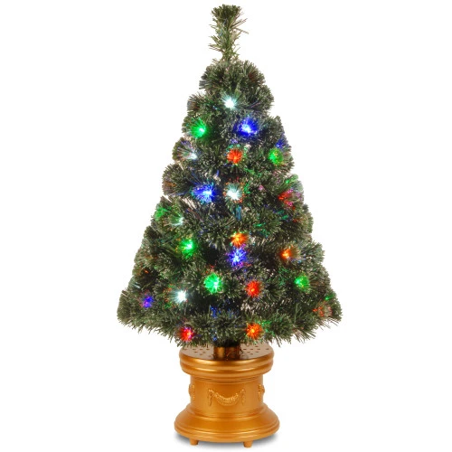 Christmas Central 3' Pre-lit Potted Fiber Optic Medium Artificial Christmas Tree, Multicolor Lights 3 Christmas Central 3' Pre-lit Potted Fiber Optic Medium Artificial Christmas Tree, Multicolor Lights