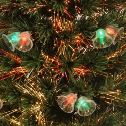 Christmas Central 3' Pre-lit Potted Double Bell Artificial Christmas Tree, Fiber Optic Lights -Northlight Shop dnat szfx7 165l 36 2 16444.1587644856