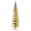 Christmas Central 6' Pre-Lit Pencil Champagne Gold Tinsel Artificial Christmas Tree, White Lights