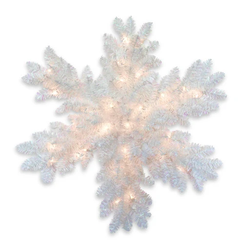 Christmas Central 32" LED Lighted White Iridescent Tinsel Snowflake Outdoor Christmas Decoration 3 Christmas Central 32" LED Lighted White Iridescent Tinsel Snowflake Outdoor Christmas Decoration