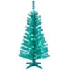 Christmas Central 4' Pre-Lit Medium Turquoise Blue Tinsel Artificial Christmas Tree - Clear Lights