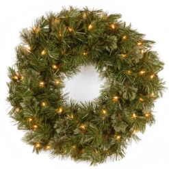 Christmas Central Pre-Lit Wispy Willow Artificial Christmas Wreath, 24-Inch, Clear Lights
