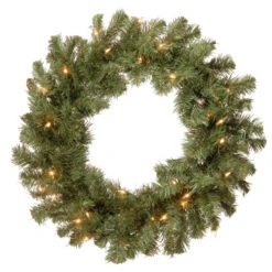 Pre-Lit Fir Artificial Christmas Wreath - 24-Inch, Clear Lights