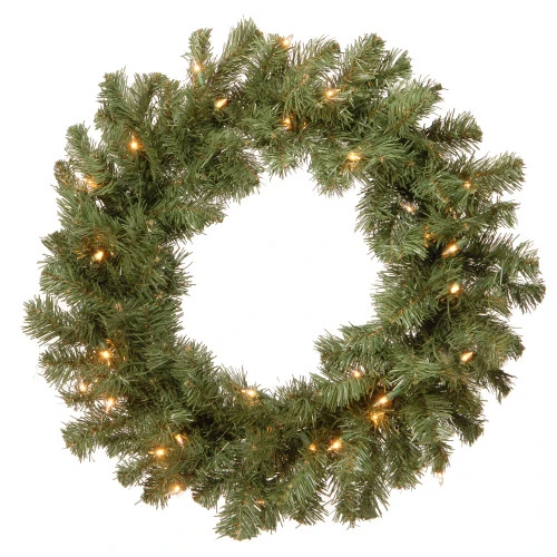 Pre-Lit Fir Artificial Christmas Wreath - 24-Inch, Clear Lights 3 Pre-Lit Fir Artificial Christmas Wreath - 24-Inch, Clear Lights