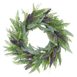 Green And Purple Faux Twig Spring Floral Wreath - 24-Inch, Unlit - 34256636