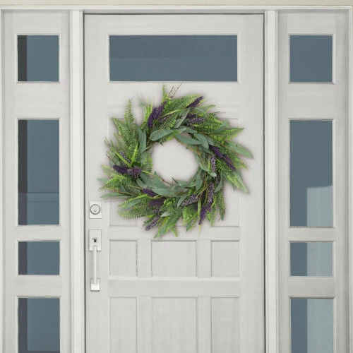 Green And Purple Faux Twig Spring Floral Wreath - 24-Inch, Unlit - 34256636 4 Green And Purple Faux Twig Spring Floral Wreath - 24-Inch, Unlit - 34256636 - Image 2