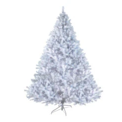 Northlight Shop 35 7.5' White Pre Lit Cedar Pine Artificial Christmas Tree - Blue Lights