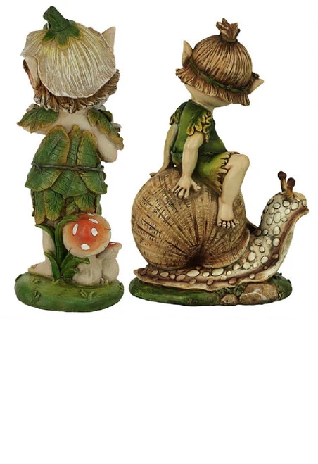 Set Of 2 Pixie Garden Gnomes Statues: Pete And Perry 12.5" 7 Set Of 2 Pixie Garden Gnomes Statues: Pete And Perry 12.5" - Image 5