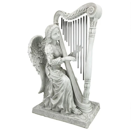 29" Gray Music From Heaven Outdoor Garden Angel Statue 3 29" Gray Music From Heaven Outdoor Garden Angel Statue