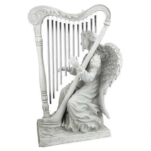 29" Gray Music From Heaven Outdoor Garden Angel Statue 6 29" Gray Music From Heaven Outdoor Garden Angel Statue - Image 4