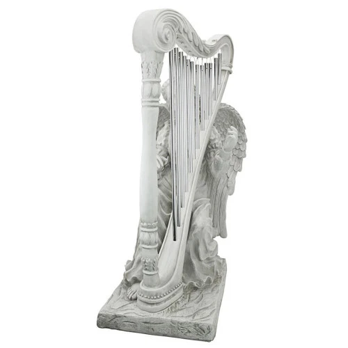 29" Gray Music From Heaven Outdoor Garden Angel Statue 7 29" Gray Music From Heaven Outdoor Garden Angel Statue - Image 5
