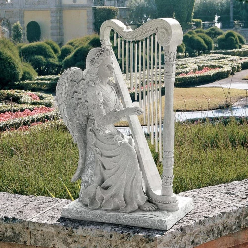 29" Gray Music From Heaven Outdoor Garden Angel Statue 8 29" Gray Music From Heaven Outdoor Garden Angel Statue - Image 6