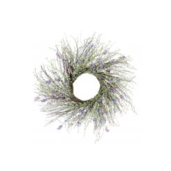 22" Artificial Pink Twiggy Lilac Round Floral Wreath