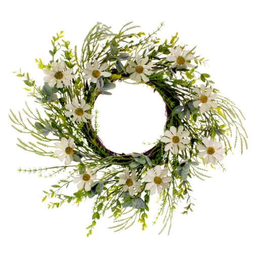 18" Rustic White Daisy Wreath 2 18" Rustic White Daisy Wreath -Northlight Shop dwing faq07803w 1 03367.1588349900