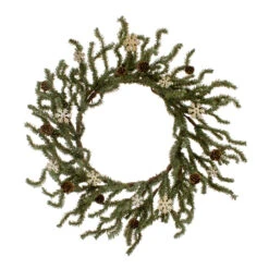 Green And Brown Pine With Pinecones And Snowflakes Artificial Christmas Wreath – 6.5-Inch, Unlit