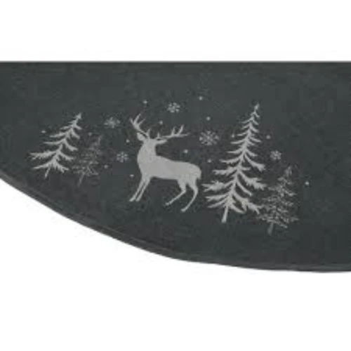 56" Gray And Black Reindeer In Forest Christmas Tree Skirt 5 56" Gray And Black Reindeer In Forest Christmas Tree Skirt - Image 3