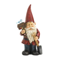 15" Red And Black "Welcome" Gnome Garden Statue