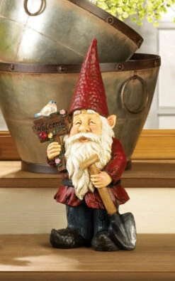 15" Red And Black "Welcome" Gnome Garden Statue -Northlight Shop dznt 4505479v 4 93497.1664466679