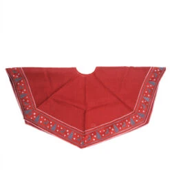 54" Red And Gray Reindeer Christmas Tree Skirt