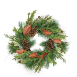 Northlight Mixed Pine With Red Leaves And Pine Cones Artificial Christmas Wreath - 26-Inch, Unlit