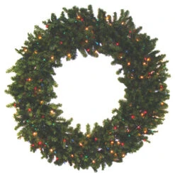 Pre-Lit Canadian Pine Artificial Christmas Wreath - 84-Inch, Multi Color Lights