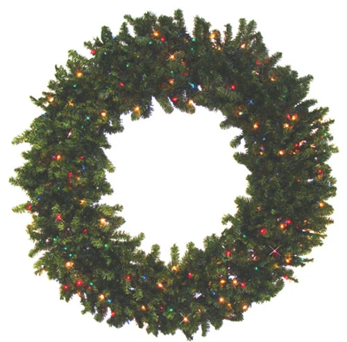 Pre-Lit Canadian Pine Artificial Christmas Wreath - 84-Inch, Multi Color Lights 3 Pre-Lit Canadian Pine Artificial Christmas Wreath - 84-Inch, Multi Color Lights