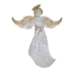 62" White Standing Angel With Wings LED Outdoor Christmas Yard Art Display