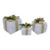 3pc Clear And Gold Super Bright LED Lights Christmas Gift Boxes With Bows 10"