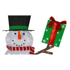 74" White LED Lighted Fluffy Glitter Snowman With Present Outdoor Christmas Figurine -Northlight Shop hofert 4350 3 71803.1599526997