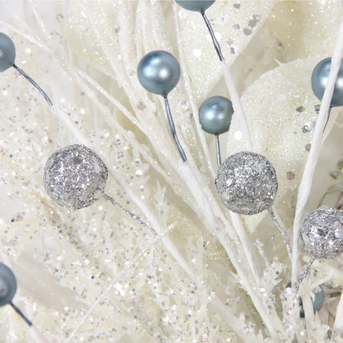 Melrose White Glittered Leaf And Needle Artificial Christmas Wreath - 29-Inch, Unlit - 31754362 4 Melrose White Glittered Leaf And Needle Artificial Christmas Wreath - 29-Inch, Unlit - 31754362 - Image 2