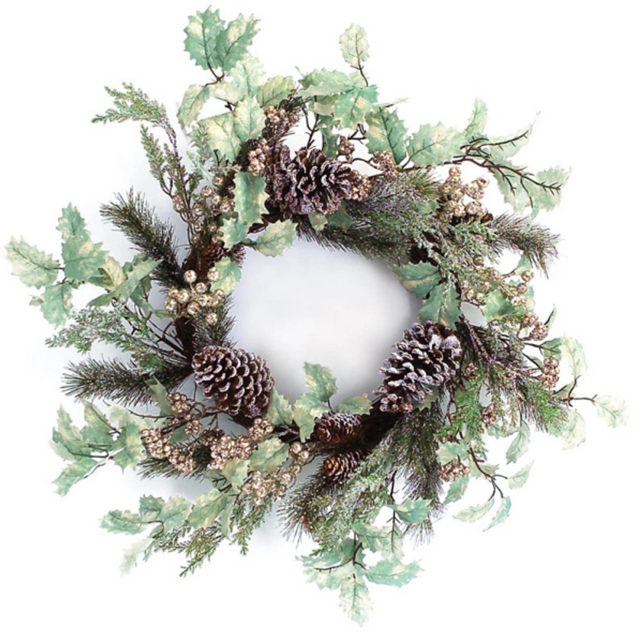 Melrose Holly Frosted Pine Cone Artificial Christmas Wreath - 24-Inch, Unlit 3 Melrose Holly Frosted Pine Cone Artificial Christmas Wreath - 24-Inch, Unlit