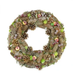 Northlight Brown Pine Cone And Fruit Glitter Artificial Christmas Wreath - 19.5-Inch, Unlit