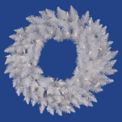 Vickerman 24" Pre-Lit Sparkle White Spruce Christmas Wreath - Pure White LED Lights