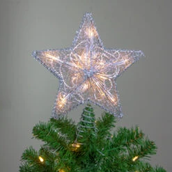 Kurt Adler 10" Lighted Silver Glittered Star Christmas Tree Topper - Clear Lights -Northlight Shop ksa ul0895 4 07831.1665610748